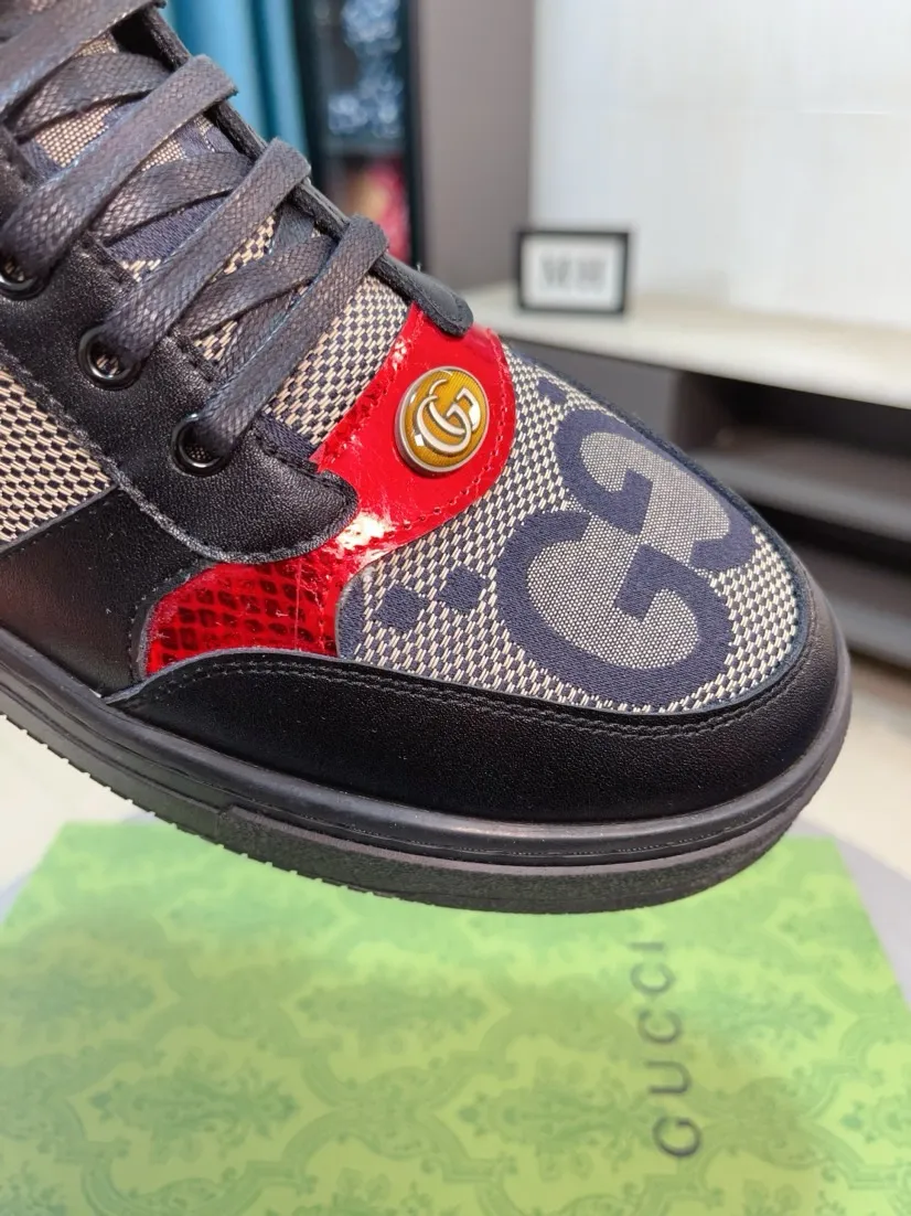 Men's shoes 💰420🌹🌹GUCCI [Gucci] New high-top men's shoes, a high-end brand, the latest fashionable casual men's shoes, trendy and versatile, relaxed and sporty style, uppers imported from Italy, first-layer cowhide, genuine leather lining, and ultra-fine workmanship. Original personalized fashionable rubber wear-resistant outsole, light and comfortable on the foot, size 38-44